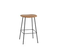 Tabouret de Bar Fiber m. Tube Base Cuir Rembourré Cognac/Noir H76 cm