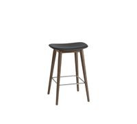 Tabouret de Bar Fibre m. Base Bois Noir/ Brun Foncé H66 cm