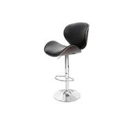 Tabouret de bar Foxrock bois courbé design rétro gris similicuir noir Noir G