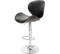 Tabouret de bar - Foxrock - Bois courbé - Similicuir noir - Design rétro