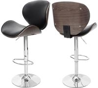 Tabouret de bar - Foxrock - Bois courbé - Similicuir noir - Design rétro