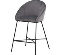 Tabouret de bar FURNLUX Velours Gris Et Noir 59cm / Couleur principale : Gris / Dimensions : 59 x 57 x 97 cm