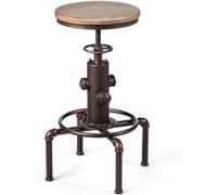 tabouret de bar au style industriel vintage 45cm ×45cm ×60cm-75cm hauteur réglable avec repose-pied et siège rond à 360° charge max 150kg
