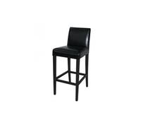 Tabouret de bar haut avec dossier en simili cuir noir -