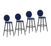 Tabouret de Bar Haut de comptoir de 25,6"/29,5", Ensemble de 4 chaises de Bar rembourrées en Velours avec Dossier, sièges d'îlot de Cuisine Modernes for pub(Black-Blue,75cm/29.5in)