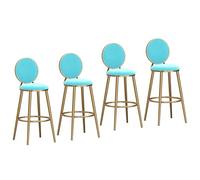 Tabouret de Bar Haut de comptoir de 25,6"/29,5", Ensemble de 4 chaises de Bar rembourrées en Velours avec Dossier, sièges d'îlot de Cuisine Modernes for pub(Gold-Light Blue,75cm/29.5in)