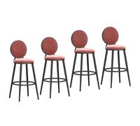 Tabouret de Bar Haut de comptoir de 25,6"/29,5", Ensemble de 4 chaises de Bar rembourrées en Velours avec Dossier, sièges d'îlot de Cuisine Modernes for pub(Black-Pink,65cm/25.6in)
