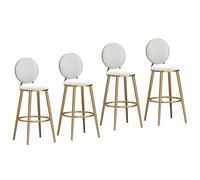 Tabouret de Bar Haut de comptoir de 25,6"/29,5", Ensemble de 4 chaises de Bar rembourrées en Velours avec Dossier, sièges d'îlot de Cuisine Modernes for pub(Gold-White,65cm/25.6in)