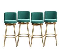 Tabouret de bar haut pivotant en velours vert avec dossier, dossier ergonomique, pieds en métal, pour îlot de cuisine ou bar à domicile, montage facile