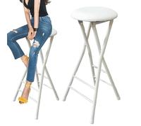 Tabouret de bar haut pliable avec dossier et repose-pieds, tabouret rond robuste avec capacité de 136 kg, tabouret de bar pour cuisine, petit déjeuner, pour usage domestique ou commercial (blanc 80