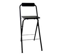 Tabouret de Bar Haut Pliable avec Dossier, Hauteur comptoir, Chaise Haute Pliable avec Tapis en Bois, Tabouret de Bar Haut d'intérieur pour Bar, Restaurant, Cuisine (Noir, 1 pièce, 70 cm)