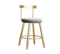 Tabouret de bar haut rond avec siège de comptoir, repose-pieds - Design simple et moderne - Fer forgé doré pour cuisine, salle à manger, comptoir, pub (gris, 45 cm)