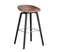 Tabouret de bar haute AAS 32 2.0 chêne laqué noir black water-based lacquered oak base/footrest stainless steel