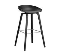 Tabouret de bar haute AAS 32 2.0 chêne laqué noir black water-based lacquered oak base/footrest stainless steel