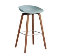 Tabouret de bar haute About A Stool AAS 32 2.0 noyer laqué water-based lacquered walnut base/footrest stainless steel