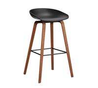 Tabouret de bar haute About A Stool AAS 32 2.0 noyer laqué water-based lacquered walnut base/footrest black steel