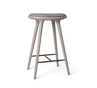 Tabouret de Bar , Hêtre Gris /cuir Gris Brûlé, 69 cm