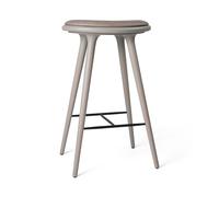 Tabouret de Bar , Hêtre Gris /cuir Gris Brûlé, 74 cm