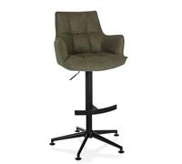 hjh Living Tabouret de bar SOLAO LIFE HIGH – Réglable, pivotant, dossier en tissu, repose-pieds Vert