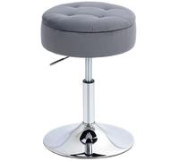 Tabouret de bar - HOMCOM - assise rembourrée réglable hauteur 49-65 cm - avec rangement - base métal assise velours capitonné - gris