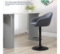 Tabouret de Bar HOMCOM Hauteur Ajustable avec Dossier et Repose-pieds Résistance 110kg Style Lin Dimensions 54x54x112cm Gris