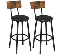 Tabouret de bar - HOOBRO - Noir - Ergonomique - Style industriel - Lot de 2