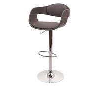 Tabouret de bar HWC-A47b, chaise de bar tabouret de comptoir, design rétro, bois simili cuir gris-mat