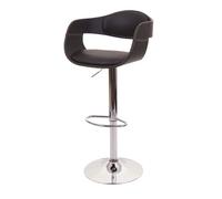 Tabouret de bar HWC-A47b, chaise de bar tabouret de comptoir, design rétro, bois simili cuir noir