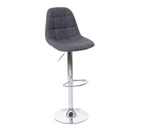 Tabouret de bar HWC-A67, tabouret de bar comptoir tissu/textile gris, pied chromé