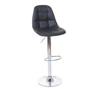 Tabouret de bar HWC-A67, tabouret de bar similicuir noir, pied chromé