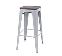Tabouret De Bar Hwc-A73, Avec Siège En Bois, Métal, Style Industriel Gris Multicolore