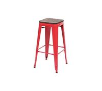 Tabouret De Bar Hwc-A73, Avec Siège En Bois, Métal, Style Industriel Rouge Multicolore