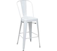 Mendler Tabouret de Bar HWC-A73, Chaise de comptoir avec Dossier, métal, Design Industriel - Blanc