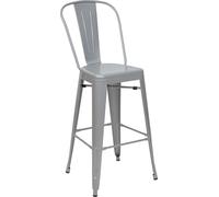 Tabouret de bar HWC-A73, chaise de bar tabouret de comptoir avec dossier, métal design industriel ~ gris