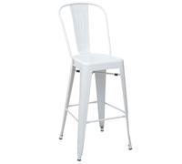 Mendler Tabouret de bar HWC-A73 métal design industriel blanc