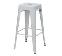 Tabouret de bar HWC-A73, chaise de comptoir, métal, empilable, design industriel blanc