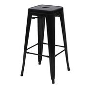 Tabouret de bar HWC-A73, chaise de comptoir, métal, empilable, design industriel noir