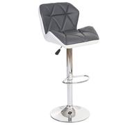 Tabouret de bar HWC-A92, tabouret de bar, cuir synthétique réglable en hauteur gris