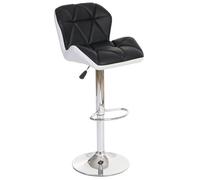 Tabouret de bar HWC-A92, tabouret de bar, cuir synthétique réglable en hauteur noir
