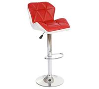 Tabouret de bar HWC-A92, tabouret de bar, cuir synthétique réglable en hauteur rouge