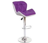 Tabouret de bar HWC-A92, tabouret de bar, cuir synthétique réglable en hauteur violet