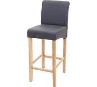 Tabouret de bar HWC-C33, chaise de bar tabouret de bar, bois certifié MVG ~ gris mat, pieds clairs, similicuir