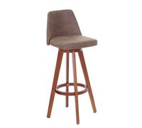 Tabouret de bar HWC-C43, chaise de bar, bois textile pivotant marron vintage, pieds clairs