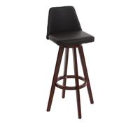 Mendler Tabouret de Bar HWC-C43 Bois Similicuir pivotant Marron