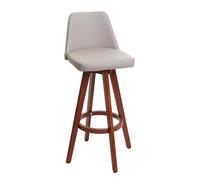Tabouret de bar HWC-C43, chaise de bar tabouret de comptoir, bois similicuir pivotant taupe