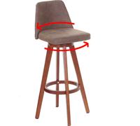 Tabouret De Bar Hwc-C43, Chaise De Bar, Bois Textile Pivotant Marron Vintage, Pieds Clairs Multicolore