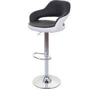 Tabouret de bar HWC-F16, chaise de bar tabouret de comptoir tabouret pivotant, avec dossier similicuir ~ noir-blanc