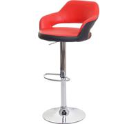 Tabouret De Bar Hwc-F16, Tabouret Pivotant, Avec Dossier Simili Cuir Rouge-Noir Multicolore