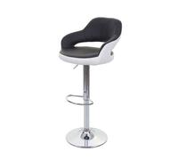 Tabouret de bar MENDLER HWC-F16, tabouret pivotant, avec dossier simili cuir noir-blanc Noir G