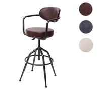 Tabouret de bar HWC-H10f faux daim vintage marron